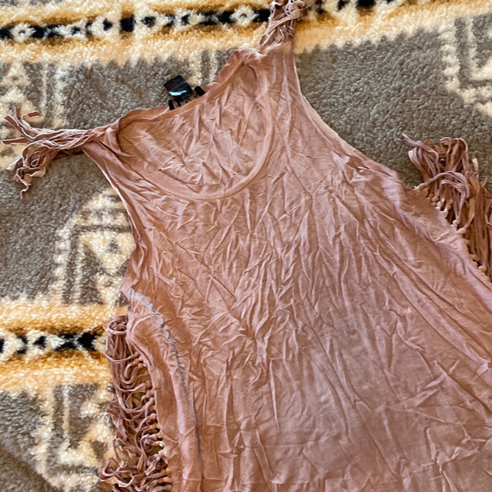 Mauve fringe muscle tank